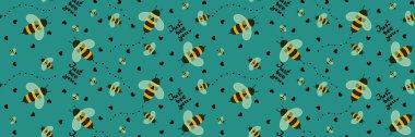 Kids seamless bee pattern for wallpaper and fabrics and textiles and packaging and gifts and cards and linens and wrapping paper. High quality photo
