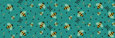 Kids seamless bee pattern for wallpaper and fabrics and textiles and packaging and gifts and cards and linens and wrapping paper. High quality photo
