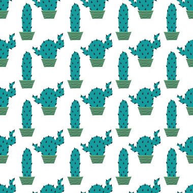 Kumaşlar, tekstil, ambalaj kağıtları, ambalaj kağıtları ve çocuklar için yaz çiçeksiz kaktüs deseni. Yüksek kalite fotoğraf