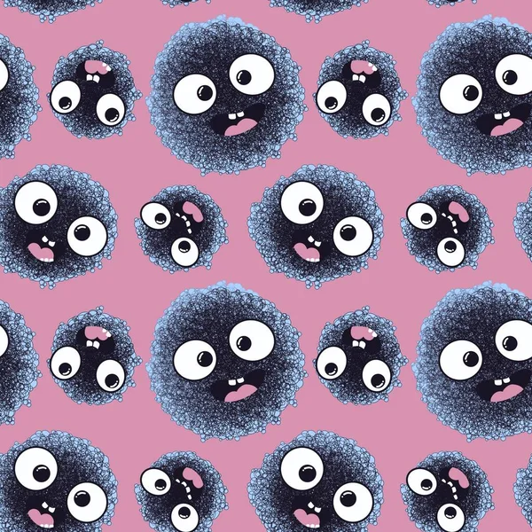 Cartoon seamless foam monster pattern for fabrics and packaging and gifts and linens and kids and wrapping paper. High quality photo