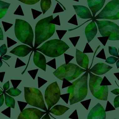 Sonbahar dikişsiz kestane yaprakları kumaşlar, ambalaj kağıtları, kıyafet baskıları ve çocuklar için desen oluşturuyor. Yüksek kaliteli illüstrasyon