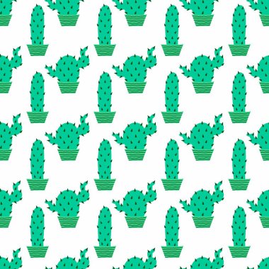 Kumaşlar, tekstil, ambalaj kağıtları, ambalaj kağıtları ve çocuklar için yaz çiçeksiz kaktüs deseni. Yüksek kalite fotoğraf
