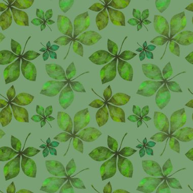 Sonbahar dikişsiz kestane yaprakları kumaşlar, ambalaj kağıtları, kıyafet baskıları ve çocuklar için desen oluşturuyor. Yüksek kaliteli illüstrasyon