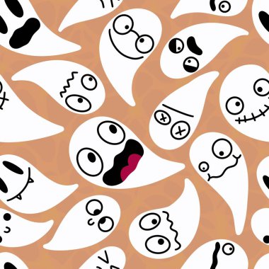 Sonbahar Cadılar Bayramı kumaşlar, ambalaj kağıtları, kıyafet baskıları ve çocuklar için kusursuz çizgi roman deseni. Yüksek kaliteli illüstrasyon