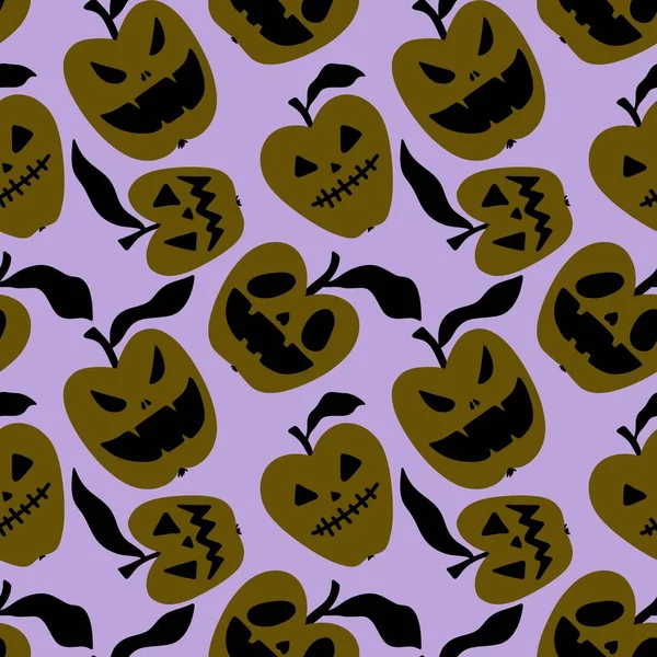 Halloween Cartoon Angry Apple Vampire Seamless Pattern Clothes Print Wrapping — Stockfoto