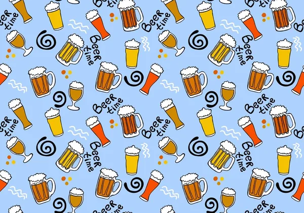 Octoberfest seamless beer pattern for fabrics and wrapping paper and menu and notebooks and packaging. High quality photo