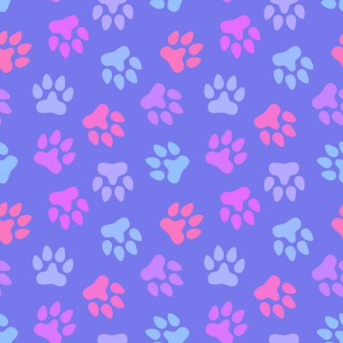 Kağıt, çocuk ve giysi baskısı, kumaş ve hobiler için kusursuz kedi köpek ayak izleri. Yüksek kaliteli illüstrasyon