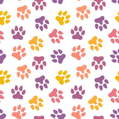 Kağıt, çocuk ve giysi baskısı, kumaş ve hobiler için kusursuz kedi köpek ayak izleri. Yüksek kaliteli illüstrasyon