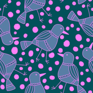 Çizgi filmlerde kumaşlar, ambalaj kağıtları, defterler, çarşaflar ve çocuklar için kusursuz kuş desenleri vardır. Yüksek kalite fotoğraf