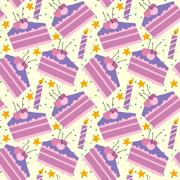 Мультипликационный Рисунок Торта Обертывания Бумаги Детской Кухонной Летней Одежды Печати — стоковое фото