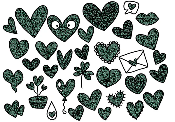 Stel Valentijnskaarten Harten Voor Geschenken Kaarten Stickers Bruiloften Kinderen Hobby — Stockfoto