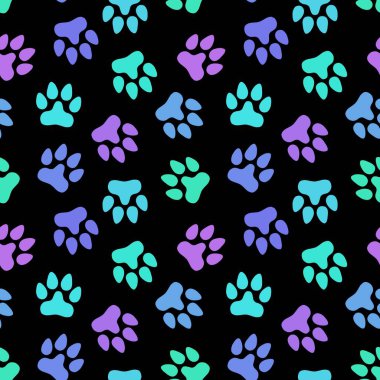 Kağıt, çocuk ve giysi baskısı, kumaş ve hobiler için kusursuz kedi köpek ayak izleri. Yüksek kaliteli illüstrasyon
