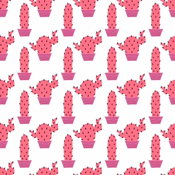Letní Květinový Bezešvý Kreslený Kaktusový Vzor Pro Tkaniny Textilie Obaly — Stock fotografie