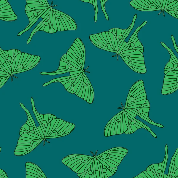 Luna moth seamless butterfly pattern for fabrics and wrapping paper and notebooks and summer clothes print and kids. High quality illustration