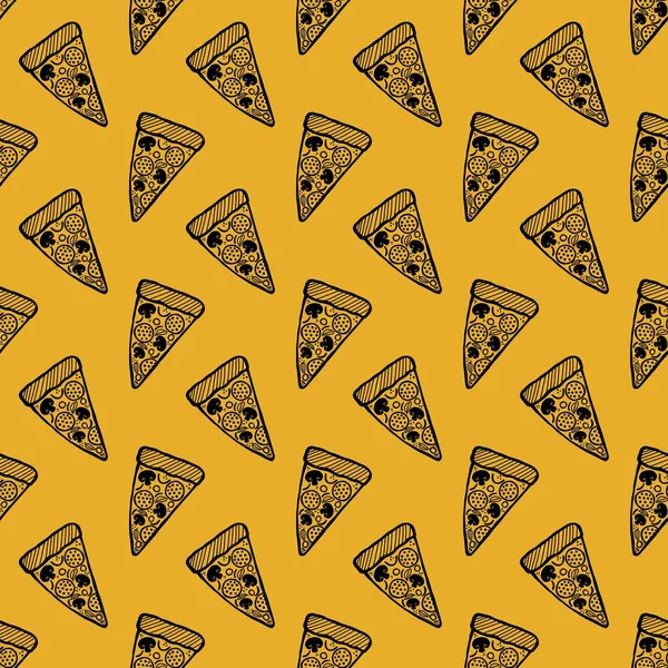 Cartoon Pizza Seamless Food Menu Pattern Fabrics Wrapping Paper Clothes — Zdjęcie stockowe