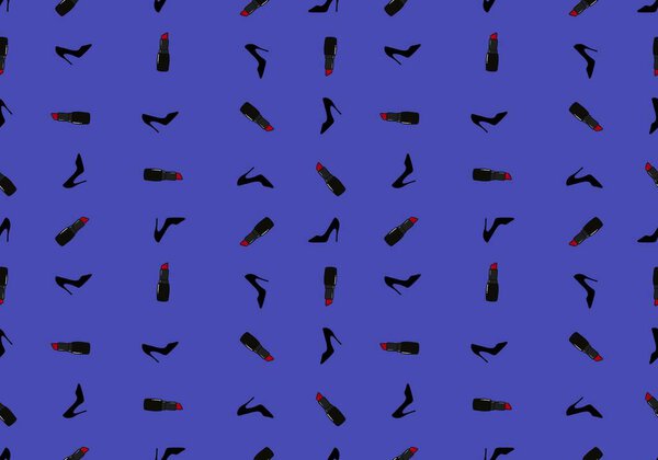 Бесшовные туфли и помада для упаковки бумаги и одежды печати и ноутбуков и магазинов и хобби. Высокое качество иллюстрации