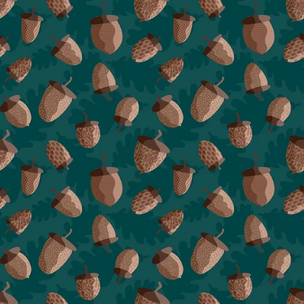 Autumn Forest Seamless Acorns Pattern Clothes Print Notebooks Fabrics Wrapping —  Fotos de Stock