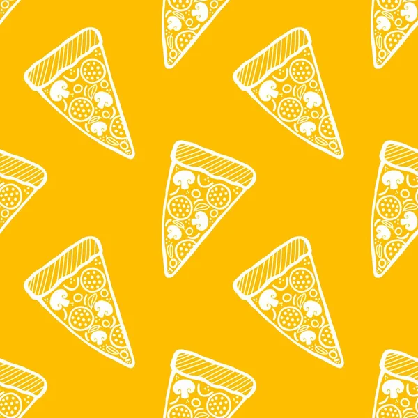 Cartoon Pizza Seamless Food Menu Pattern Fabrics Wrapping Paper Clothes —  Fotos de Stock