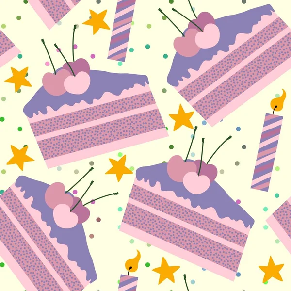 Cartoon seamless cake pattern for wrapping paper and kids and kitchen and summer clothes print and notebooks. High quality photo