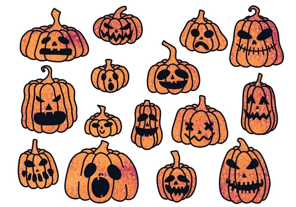 Set Met Halloween Pompoenen Voor Stickers Kaarten Kinderen Inpakpapier Verpakking — Stockfoto