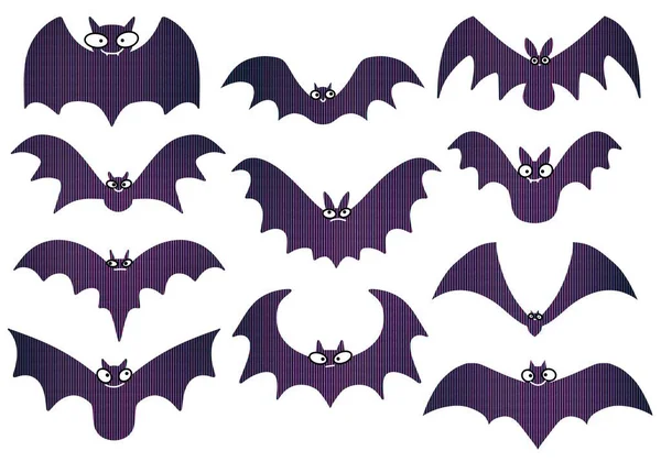 Set Halloween Bats Stickers Cards Gifts Fabrics Hobbies Wrapping Paper — Stock Photo, Image