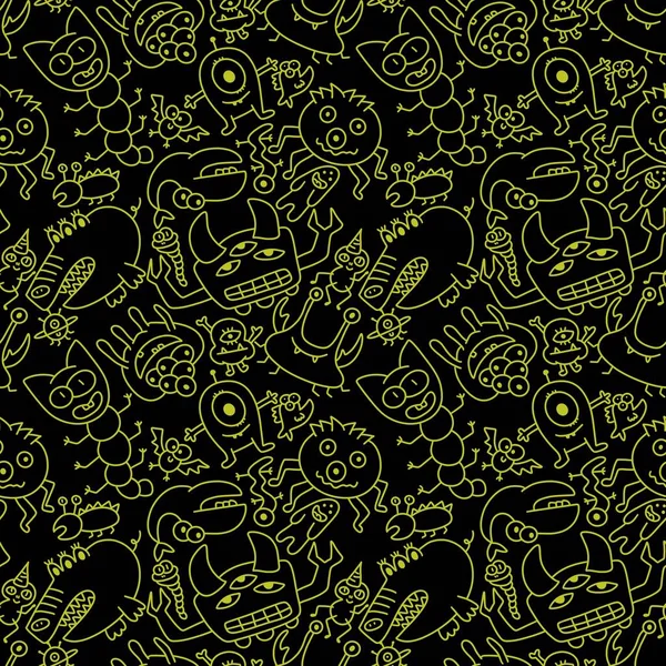 Kids Seamless Aliens Monsters Pattern Fabrics Textiles Packaging Wrapping Paper — Stock Photo, Image