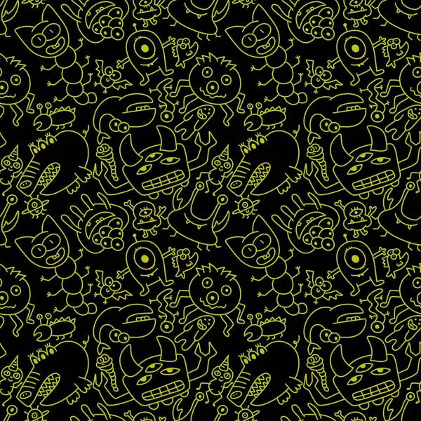 Kids Seamless Aliens Monsters Pattern Fabrics Textiles Packaging Wrapping Paper — Stock Photo, Image