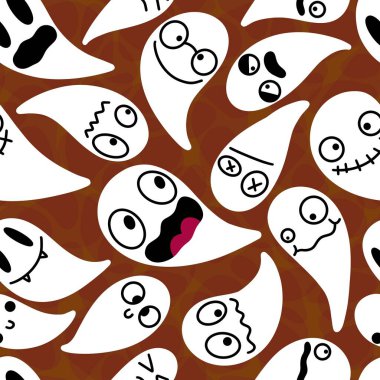 Sonbahar Cadılar Bayramı kumaşlar, ambalaj kağıtları, kıyafet baskıları ve çocuklar için kusursuz çizgi roman deseni. Yüksek kaliteli illüstrasyon