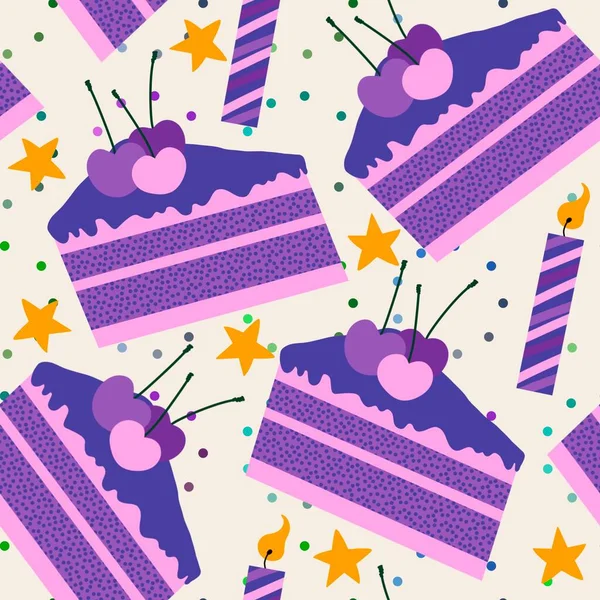 Cartoon seamless cake pattern for wrapping paper and kids and kitchen and summer clothes print and notebooks. High quality photo