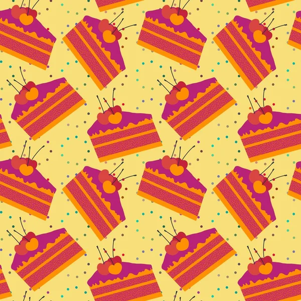 Cartoon Seamless Cake Pattern Wrapping Paper Kids Kitchen Summer Clothes — Stockfoto