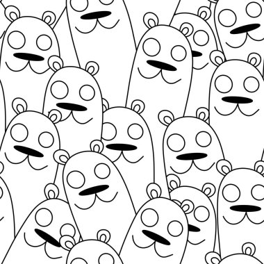 Cadılar Bayramı 'nda kağıt, kıyafet baskısı, kumaş, aksesuar ve çocuklar için kusursuz çizgi film ayı desenleri. Yüksek kaliteli illüstrasyon