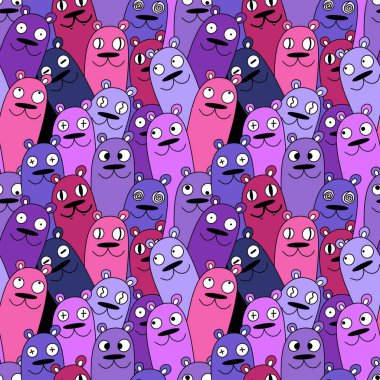 Cadılar Bayramı 'nda kağıt, kıyafet baskısı, kumaş, aksesuar ve çocuklar için kusursuz çizgi film ayı desenleri. Yüksek kaliteli illüstrasyon