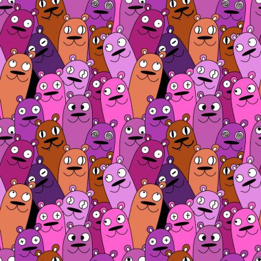 Cadılar Bayramı 'nda kağıt, kıyafet baskısı, kumaş, aksesuar ve çocuklar için kusursuz çizgi film ayı desenleri. Yüksek kaliteli illüstrasyon