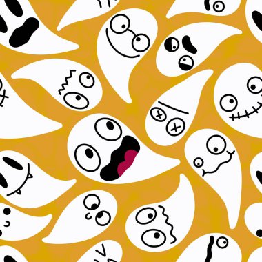 Sonbahar Cadılar Bayramı kumaşlar, ambalaj kağıtları, kıyafet baskıları ve çocuklar için kusursuz çizgi roman deseni. Yüksek kaliteli illüstrasyon