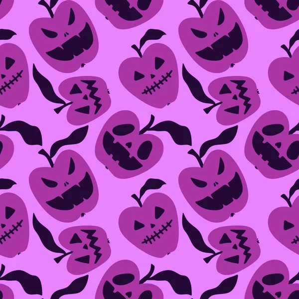 Halloween Cartoon Angry Apple Vampire Seamless Pattern Clothes Print Wrapping — Stockfoto