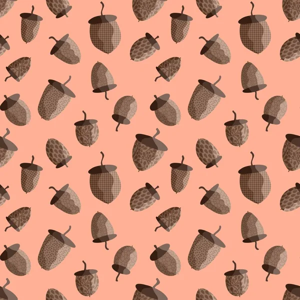 Autumn Forest Seamless Acorns Pattern Clothes Print Notebooks Fabrics Wrapping — Stock Photo, Image