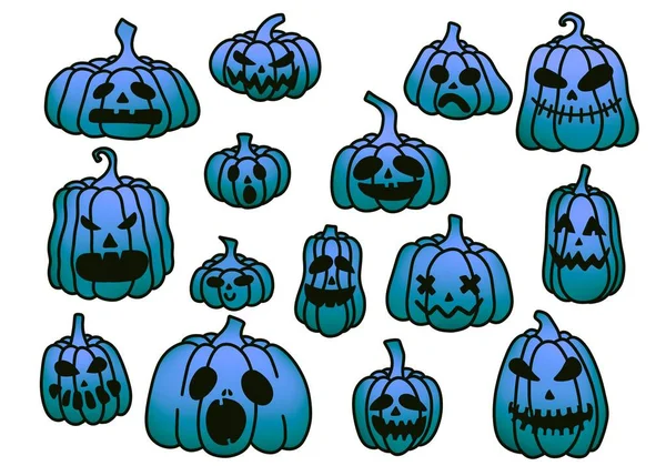 Set Halloweenskými Dýněmi Samolepky Karty Děti Balicí Papír Obaly Kvalitní — Stock fotografie