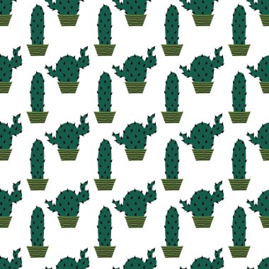 Kumaşlar, tekstil, ambalaj kağıtları, ambalaj kağıtları ve çocuklar için yaz çiçeksiz kaktüs deseni. Yüksek kalite fotoğraf
