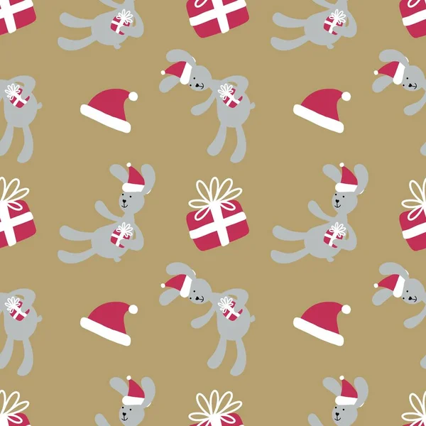 Рождественский Бесшовный Новогодний Рисунок Кролика Упаковки Бумаги Печати Одежды Детей — стоковое фото