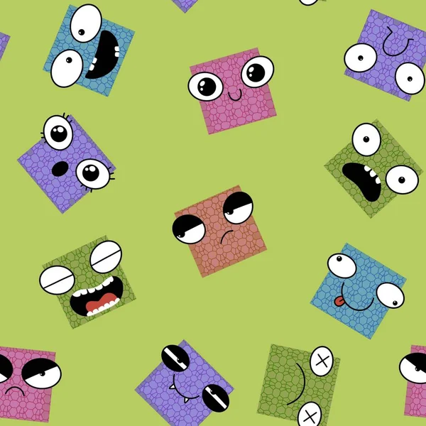 Monstros Quadrados Sem Costura Desenhos Animados Crianças Padrão Para Impressão — Fotografia de Stock