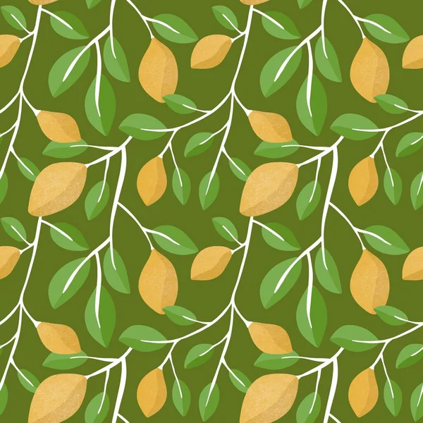 Летний Цитрусовый Бесшовный Лимон Листья Печати Одежды Оберточной Бумаги Блокнотов — стоковое фото