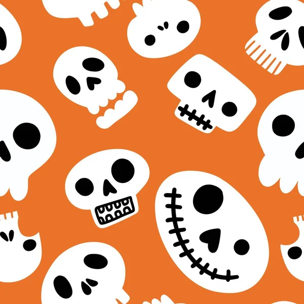 Halloween Seamless Cartoon Sculls Pattern Festive Accessories Wrapping Paper Fabrics — Stockfoto