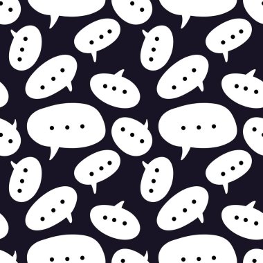 Kağıt, çocuk, kumaş, aksesuar ve kıyafet baskısı için kusursuz metin balonu desenleri. Yüksek kaliteli illüstrasyon