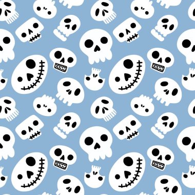 Cadılar Bayramı 'nın kusursuz karikatür şekilleri şenlik aksesuarları, ambalaj kağıtları, kumaşlar, kıyafet baskıları, çocuklar ve defterler için. Yüksek kaliteli illüstrasyon