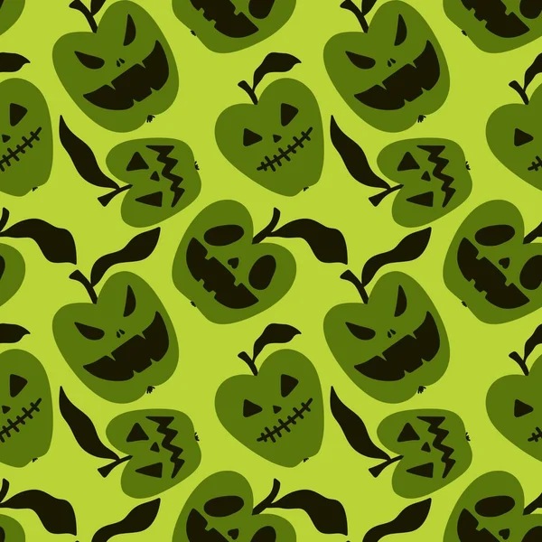 Dibujos Animados Halloween Patrón Sin Costuras Vampiro Manzana Enojado Para —  Fotos de Stock