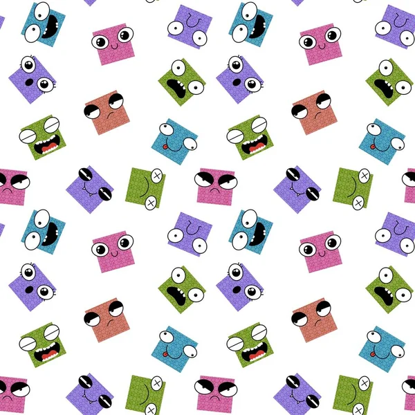 Square Monsters Seamless Cartoon Kids Pattern Clothes Print Wrapping Paper — Stock fotografie
