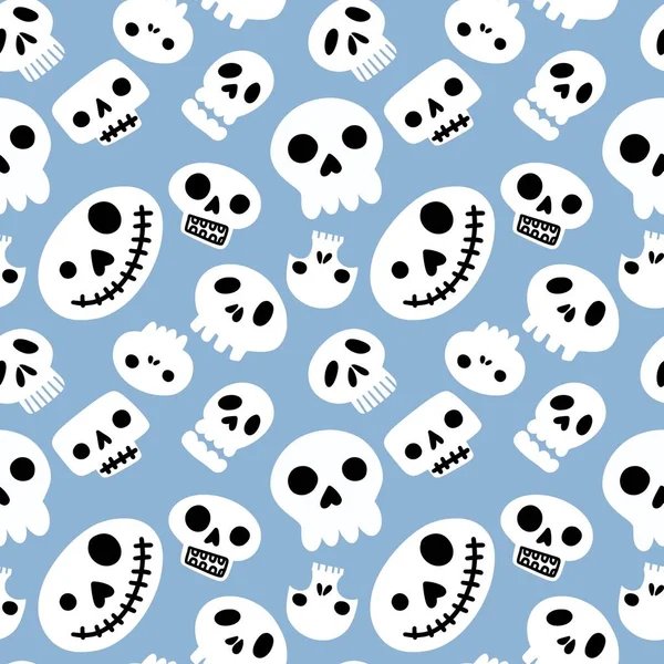 Halloween Seamless Cartoon Sculls Pattern Festive Accessories Wrapping Paper Fabrics — Photo