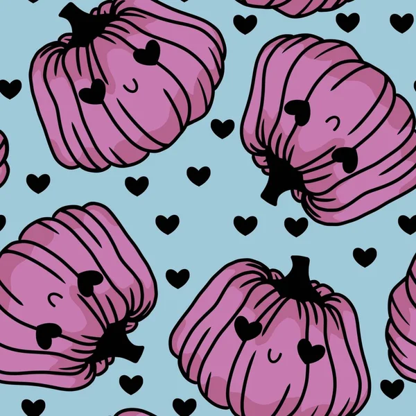Cute Cartoon Halloween Seamless Kawaii Pumpkins Pattern Kids Wrapping Paper — Stock fotografie