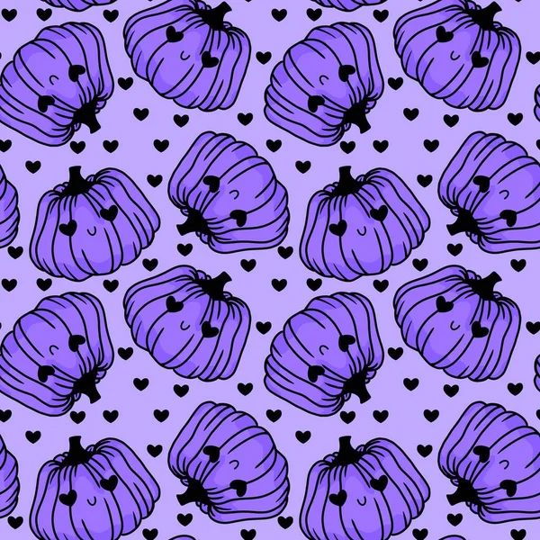 Cute Cartoon Halloween Seamless Kawaii Pumpkins Pattern Kids Wrapping Paper — Stockfoto