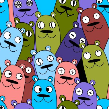 Cadılar Bayramı 'nda kağıt, kıyafet baskısı, kumaş, aksesuar ve çocuklar için kusursuz çizgi film ayı desenleri. Yüksek kaliteli illüstrasyon